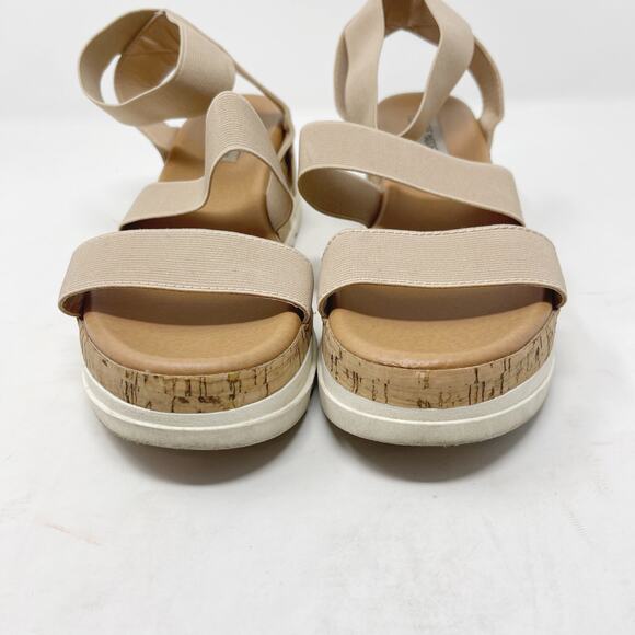 Steve Madden Size 9 Cream Bandi Flatform Sandals Strappy Elasticized Stacked - Picture 5 of 13